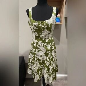 Jones New York Olive Floral Midi Dress